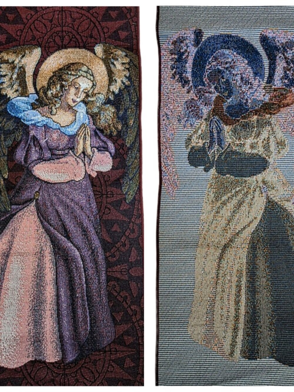 Reversable Jacquard Woven Praying Angel Wall Tapestry 35”